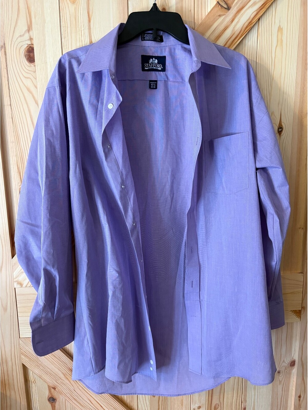 Stafford Wrinkle Free Athletic Fit Dress Shirt 16.5 32-33 Purple